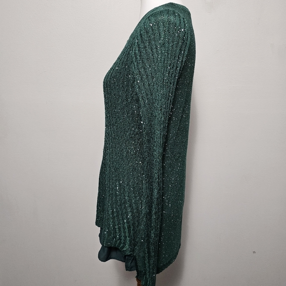 Apt. 9 Knight Green Step Hem Sequin Tunic Size Large - Picture 5 of 9